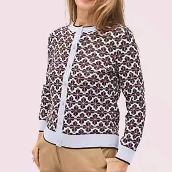 Kate Spade Spade Flower fitted Cardigan Sweater Madeline purple Size Small - Picture 3 of 10